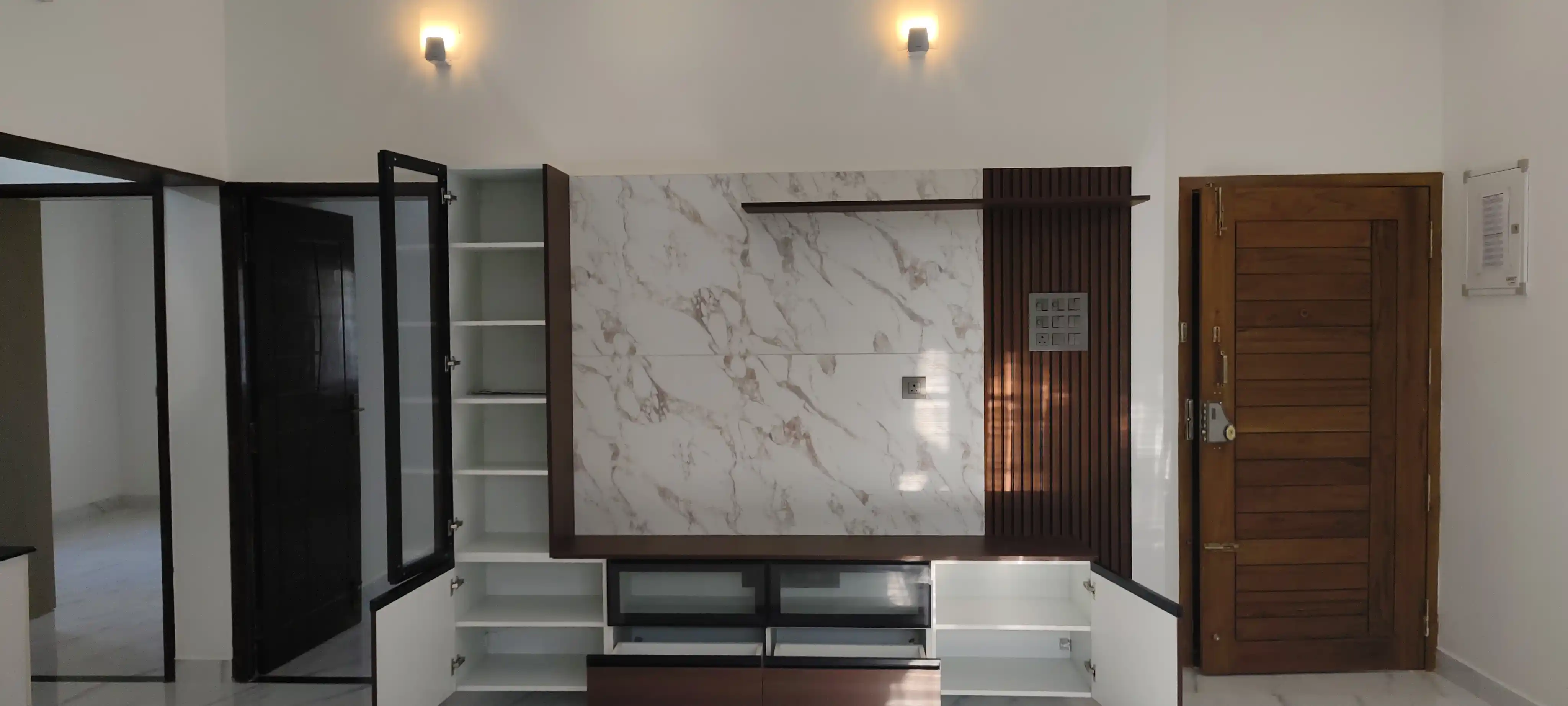 Contemporary villa entrance detail in Porur